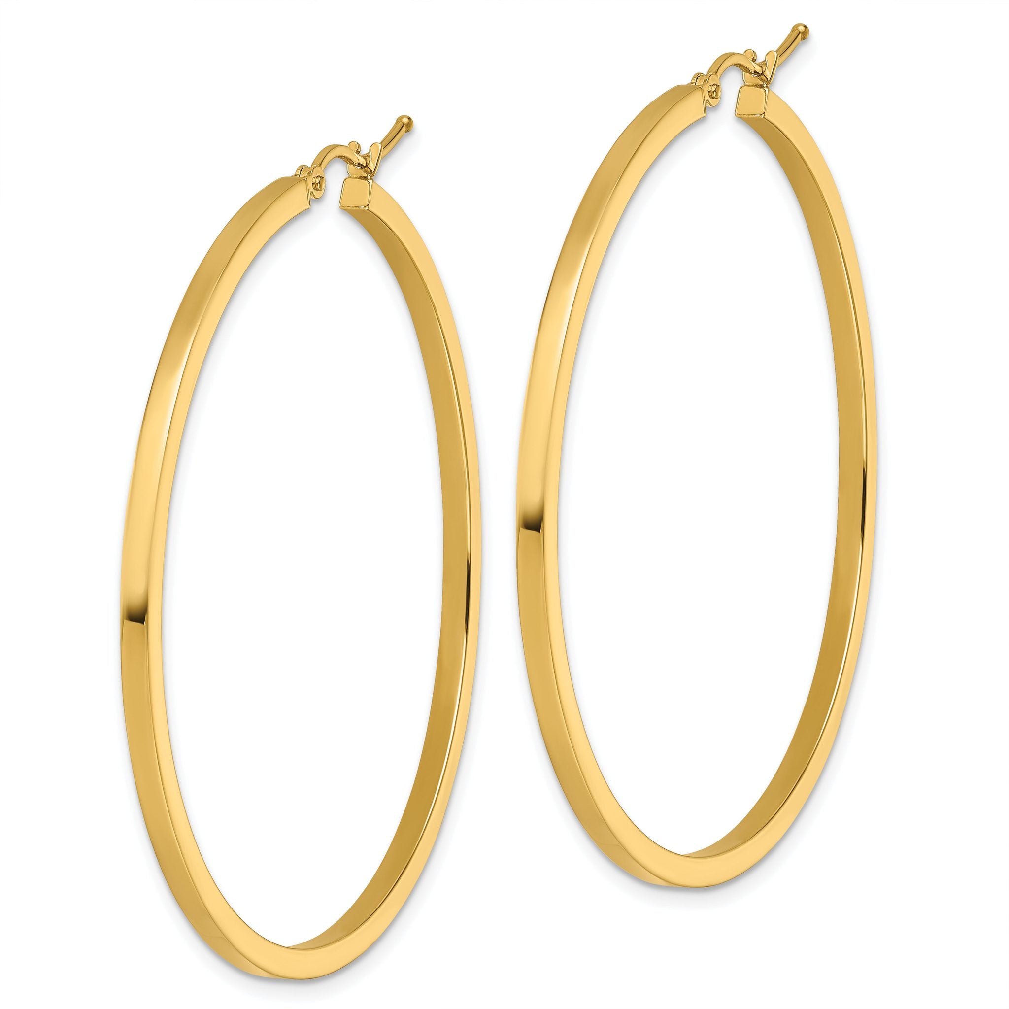 10k 2mm Square Tube Hoop Earrings
