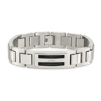 Stainless Steel Polished and Matte Black IP-plated with .05 carat Diamond Bracelet for Men