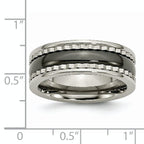 Titanium Wedding Band with Black Ceramic Accent Engravable Unisex