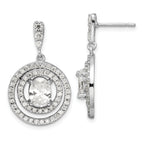 Sterling Silver 925 CZ Dangle Earrings with Clear Stones Elegant Drop Design.