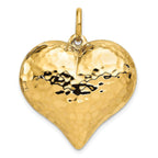 14K Gold 3D Heart Pendant with Polished & Hammered Finish