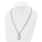 Grooved Dog Tag Necklace in Stainless Steel, 24 in