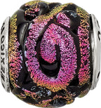 Sterling Silver 925 Purple Dichroic Glass Bead with Polished Finish and Elegant Shine