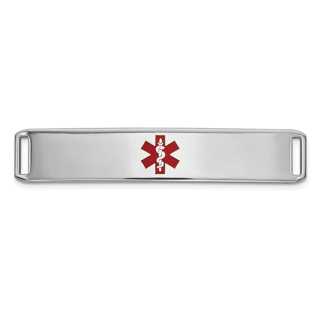 14K White Gold Medical ID Bracelet with Polished Enamel Accents