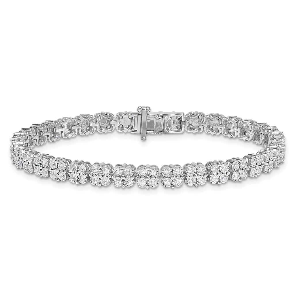 Sterling Silver Rhodium-Plated 2 carat Lab Grown Diamond VS/SI+ G+ Complete Fashion Tennis Bracelet