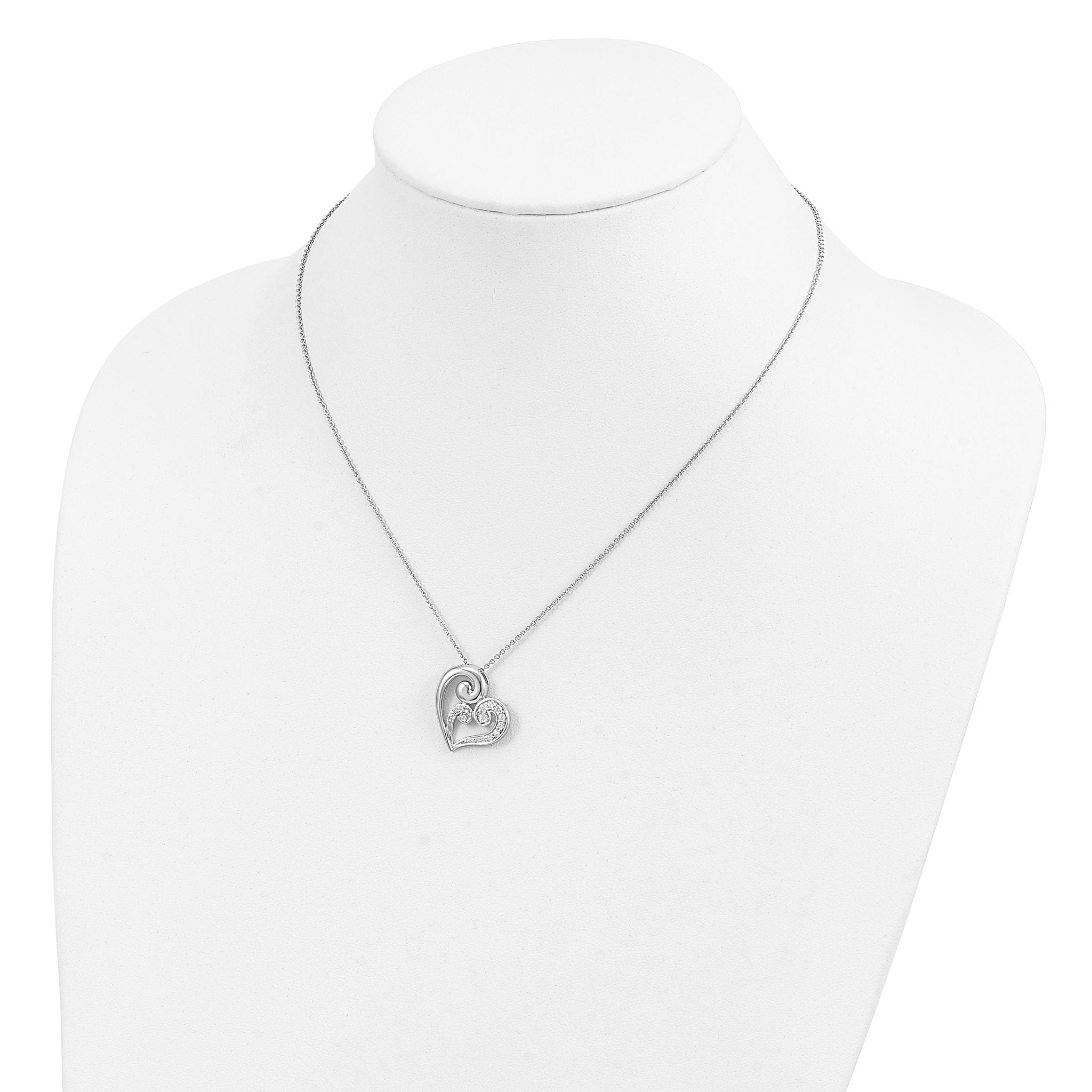 Sentimental Expressions Sterling Silver Rhodium-plated CZ A Mothers Journey 18in Heart Necklace
