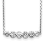 Sterling Silver CZ Bar Necklace with Rhodium Finish and Extender