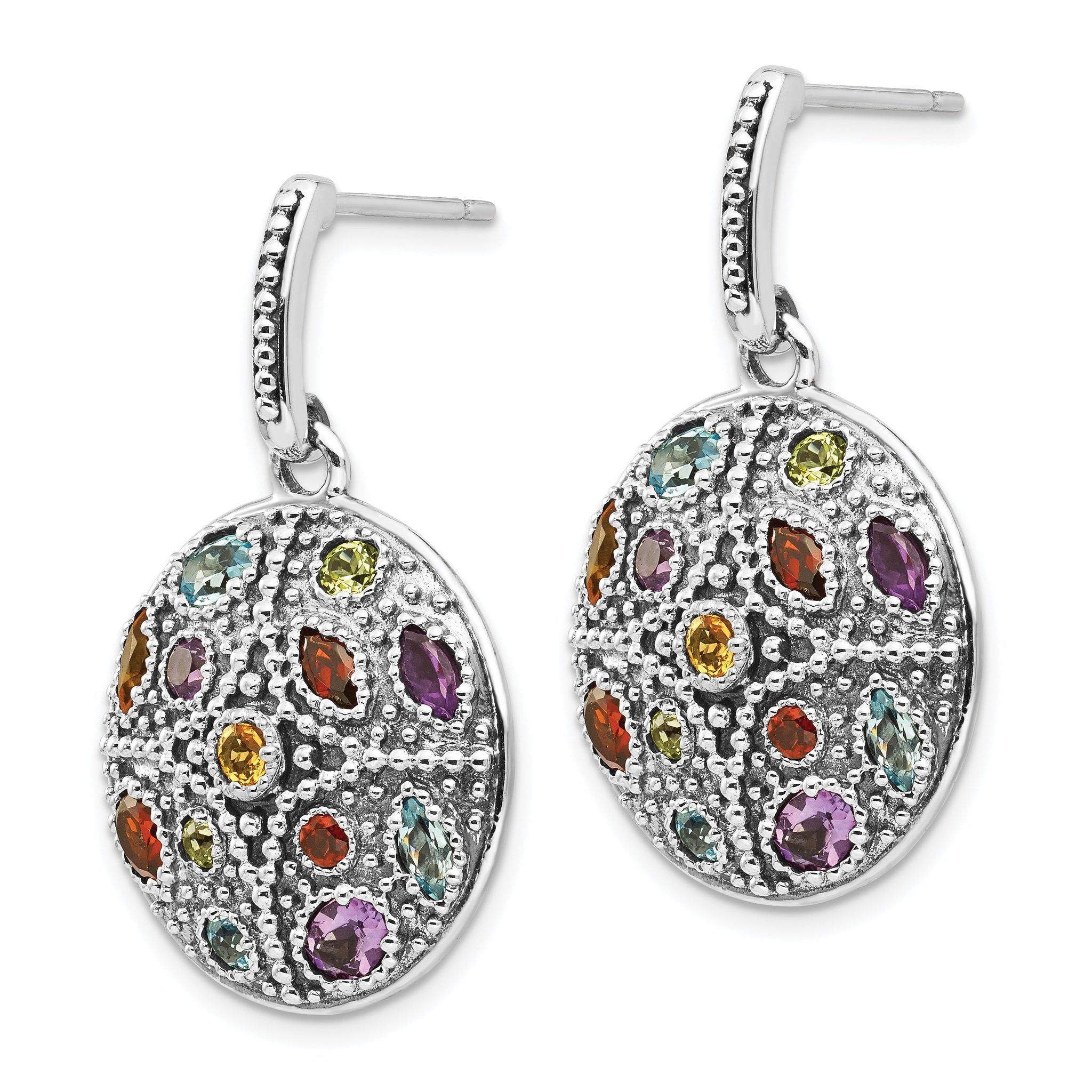 Sophia Jewelers Sterling Silver/14K Gold Dangle Earrings with Gemstone Accents Secondary image