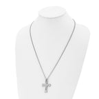 Chisel Stainless Steel Brushed and Polished Cross Pendant on a 24 inch Cable Chain Necklace