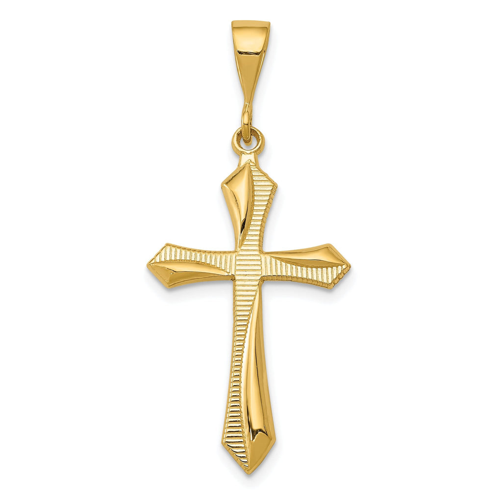 14K Gold Passion Cross Pendant with Solid Flat Back Design