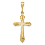 14K Gold Passion Cross Pendant with Solid Flat Back Design