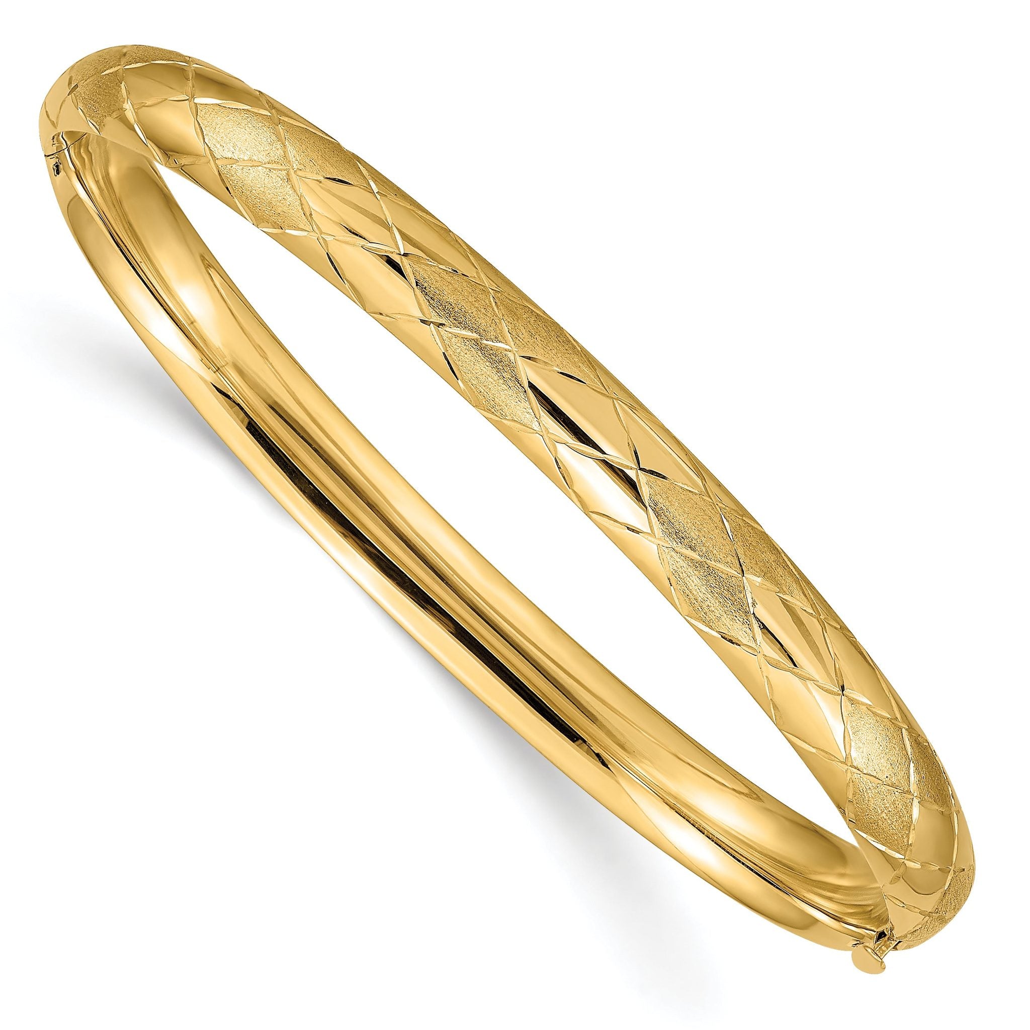 14K Gold Diamond-Cut Fancy Hinged Bangle Bracelet for Women Main image