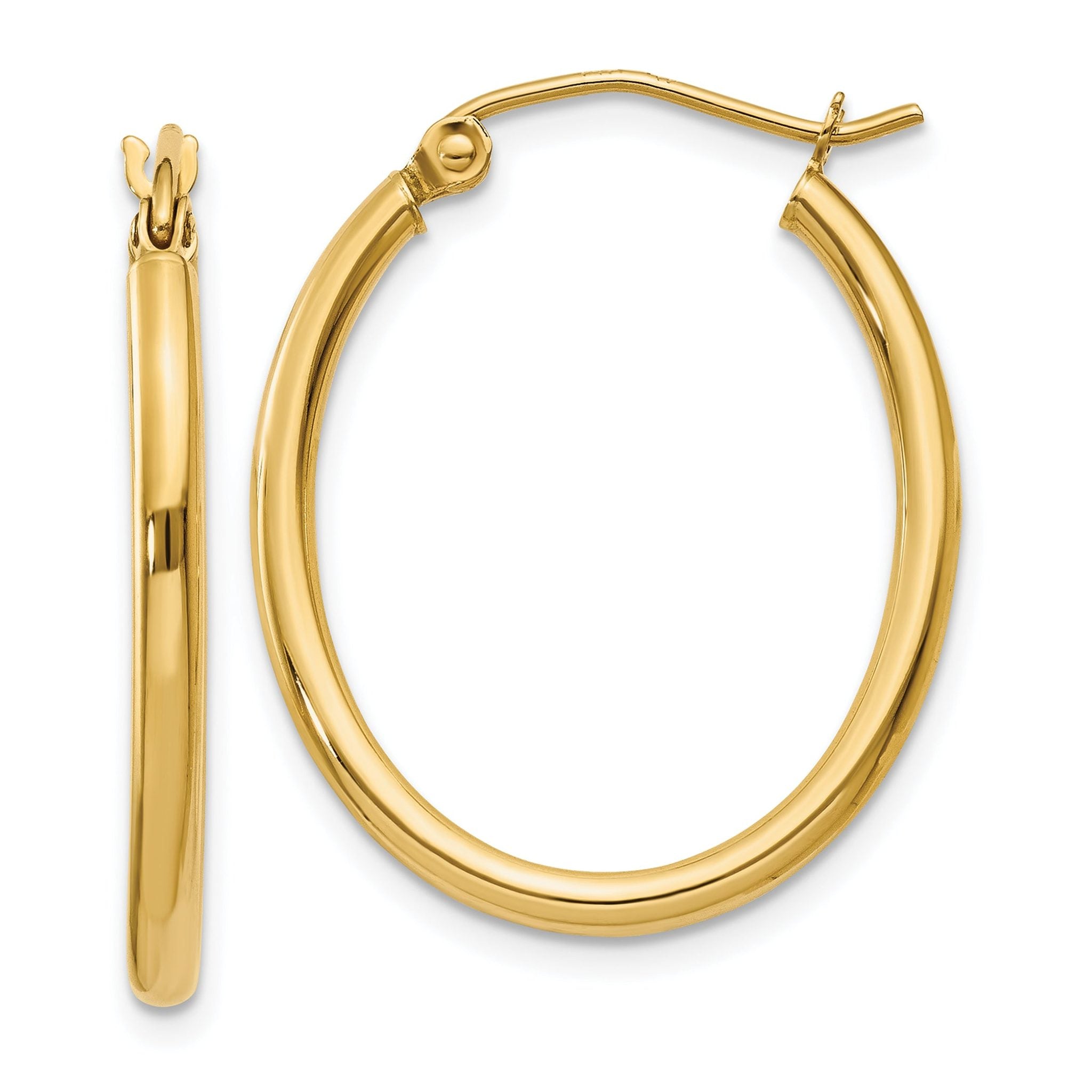 14k Oval Polished Hoop Earring Main image