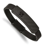 Stainless Steel Brushed Black IP with Carbon Fiber Leather Bracel Bracelet for Men