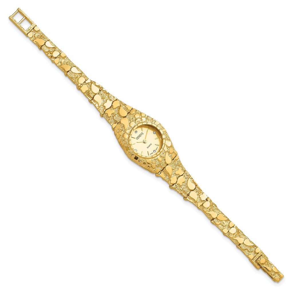 14K Ladies Circular Champagne 22mm Dial Solid Nugget Watch