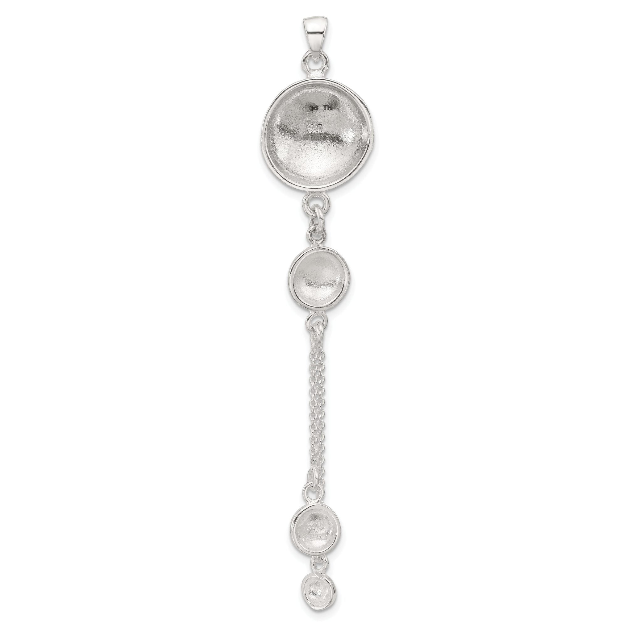 SS Polished Textured Flowers Double Strand Chain Pendant