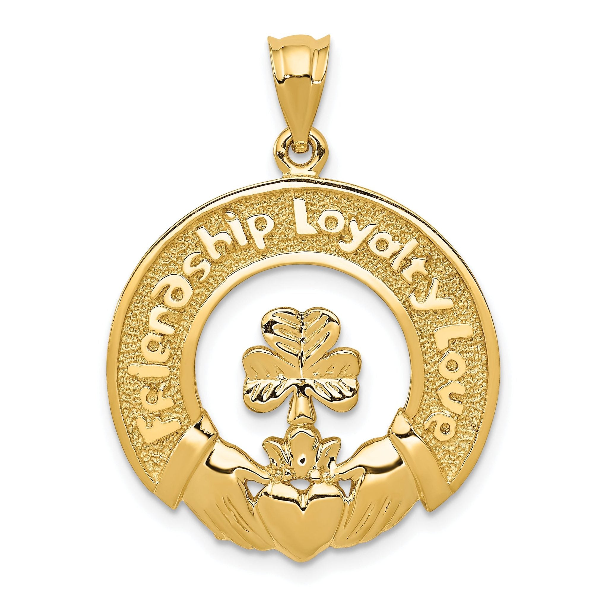 Sophia Jewelers 14K Gold Claddagh Leaf Charm Polished Finish Main image