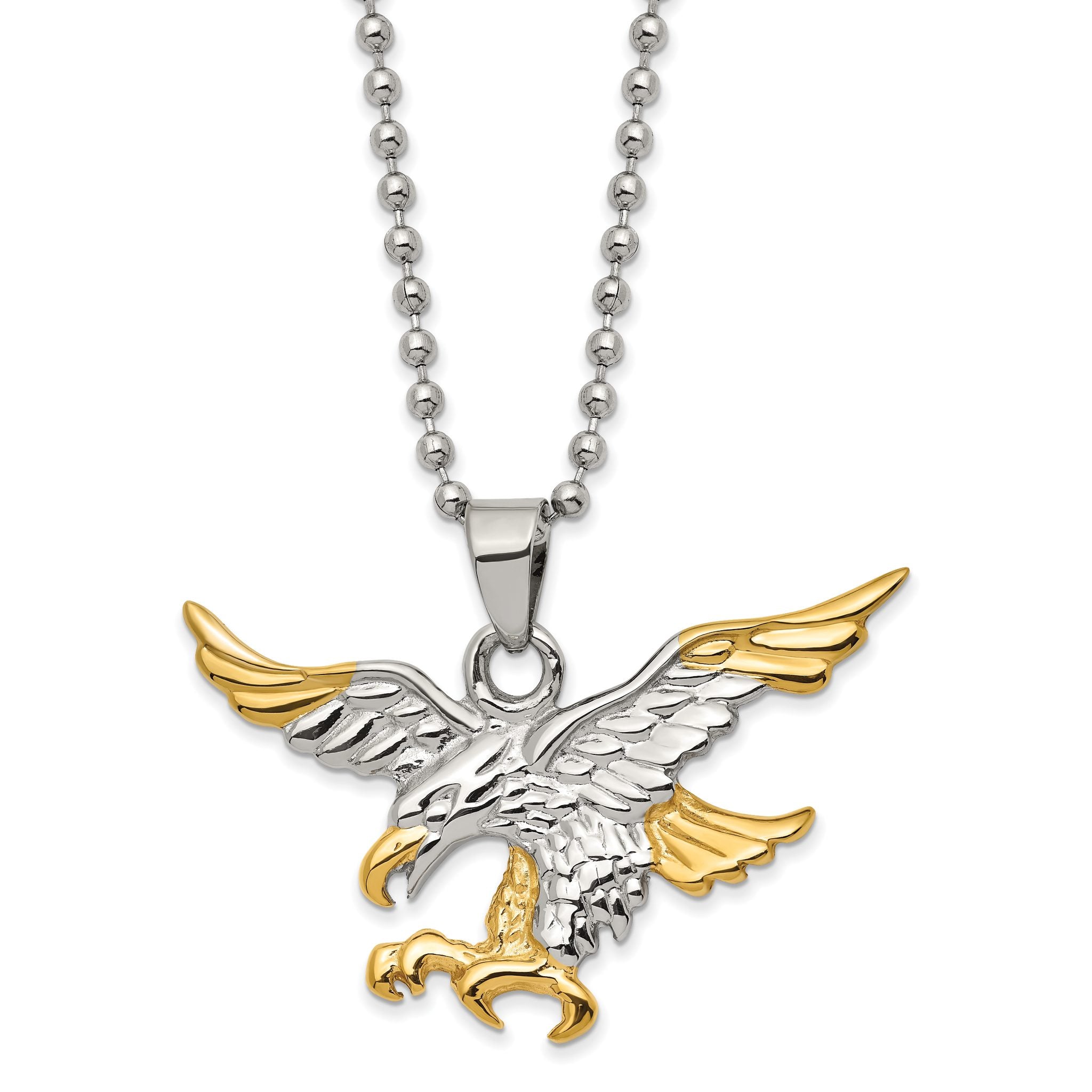 Chisel Stainless Steel Polished Yellow IP-plated Eagle Pendant on a 22 inch Ball Chain Necklace Main image