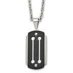 Black IP Brushed Dog Tag Necklace in Stainless Steel, 24in