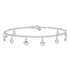 Puffed Heart Anklet in Sterling Silver