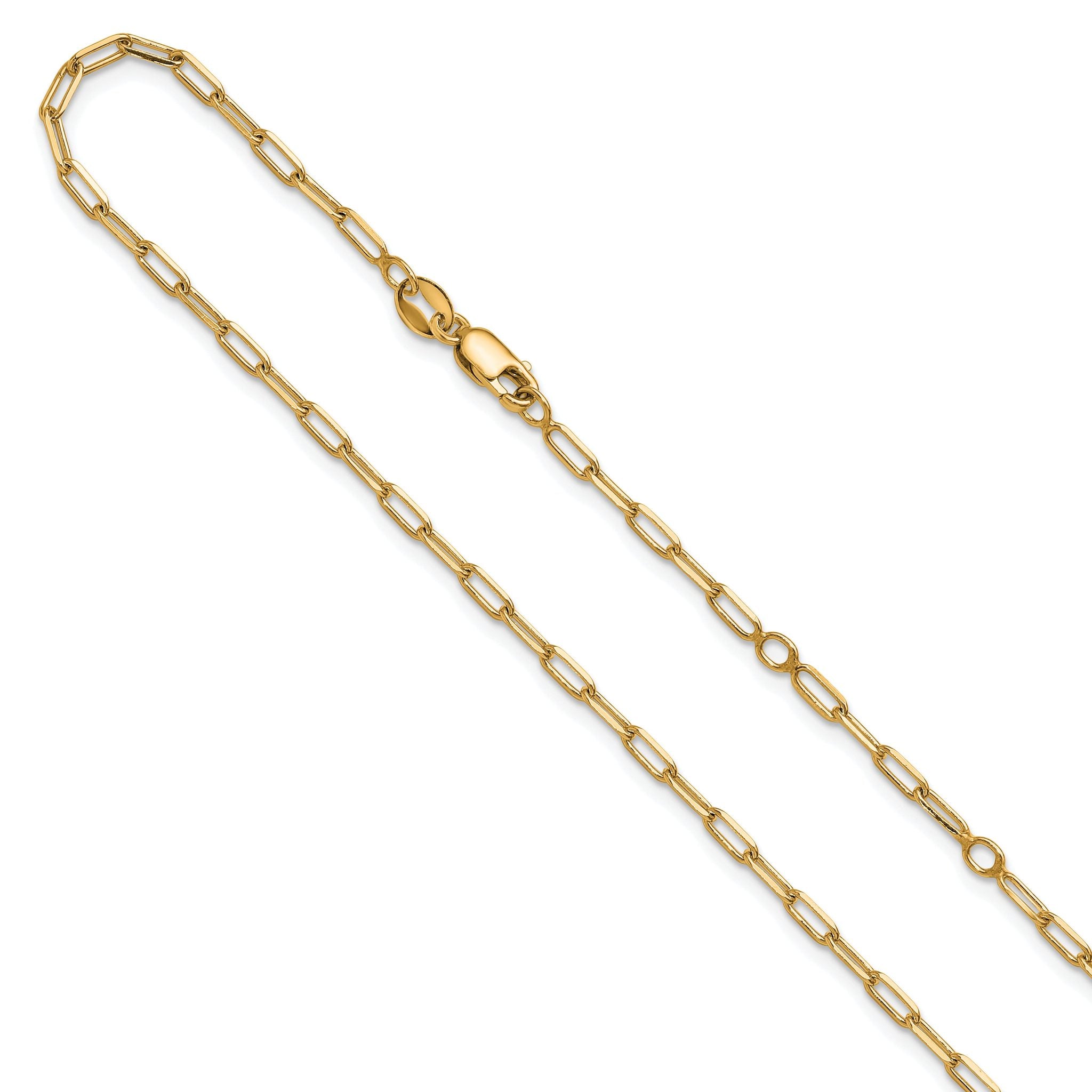 Sterling Silver Gold-plt 2.3mm Paperclip 1in+1in Adjustable Chain Main image