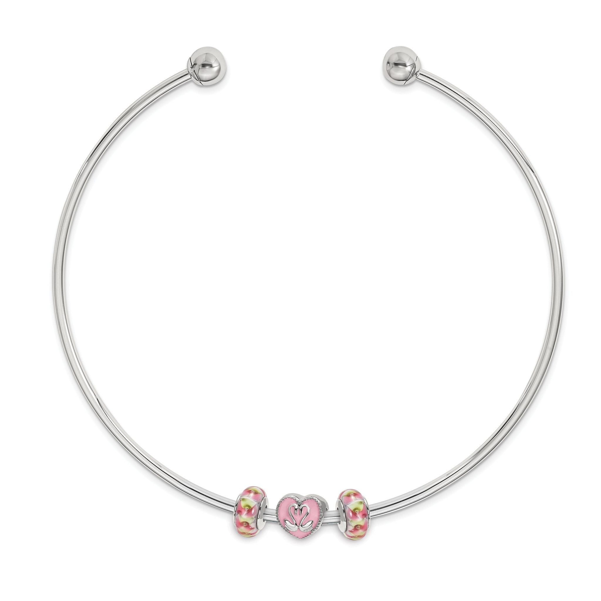 Sterling Silver Reflections Rhodium-plated Choker/Cuff Necklace Secondary image