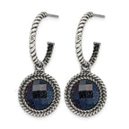 Stainless Steel Polished & Antiqued C-Hoop Earrings for Women