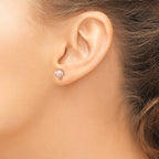 14k 5-6mm Pink Round Freshwater Cultured Pearl .02ct Diamond Post Earrings