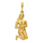 14K Gold Satin Diamond-Cut Virgo Zodiac Pendant  Elegant Themed Charm