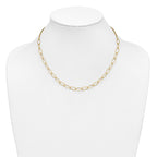 14K Polished and Dia-cut Fancy Oval Link Necklace