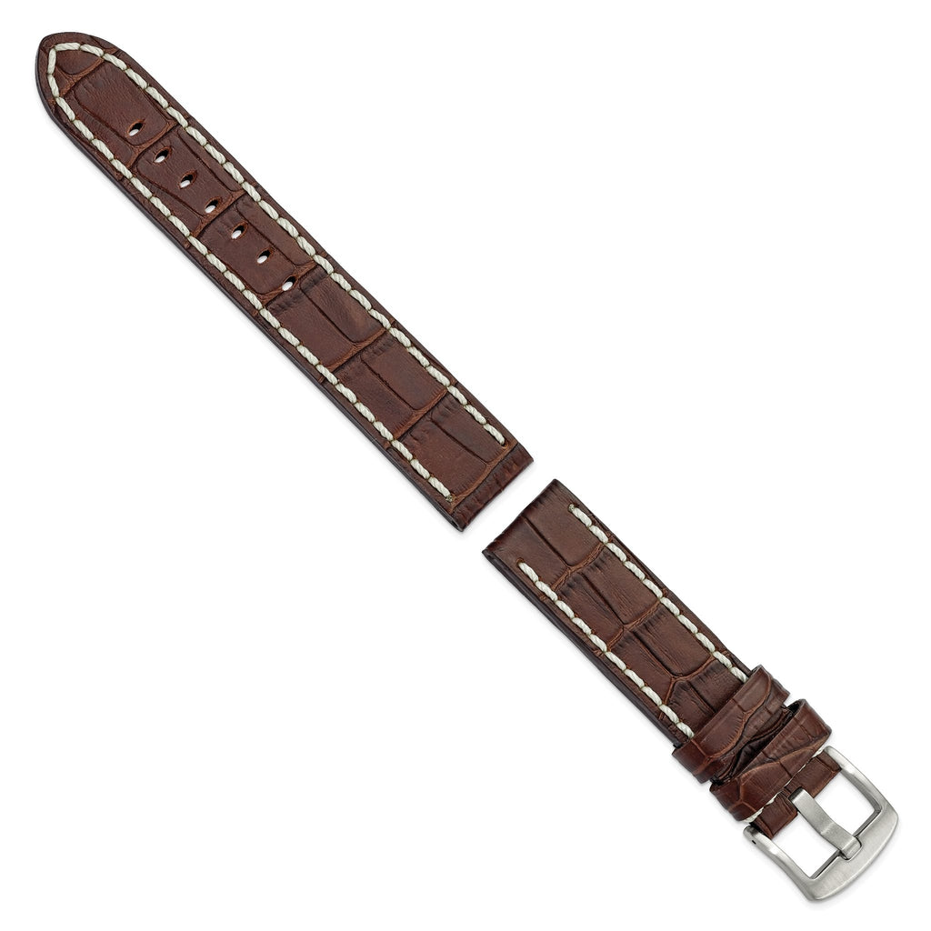 Alligator Grain Leather Watch Band in Brown, 18mm