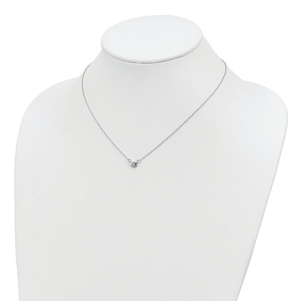 Sterling Silver Rhodium-plated 18in Bezel-set 5mm CZ Necklace