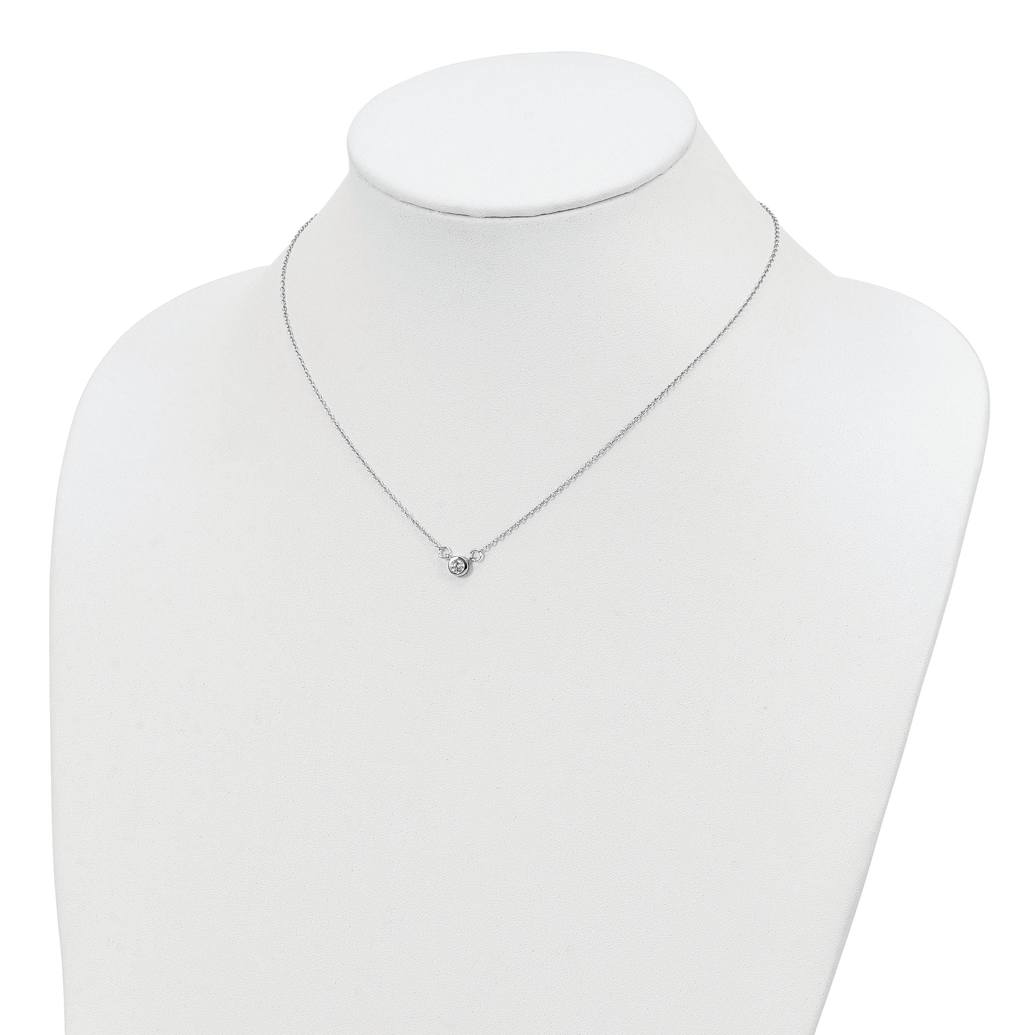 Sterling Silver Rhodium-plated 18in Bezel-set 5mm CZ Necklace