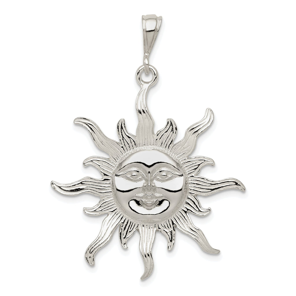 Men's 925 Sterling Silver Sun Pendant with Polished Anti-Tarnish Finish