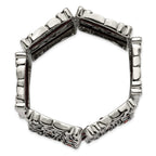 Stainless Steel Antiqued and Polished with Red Cubic Zirconia Stretch Bracelet for Women