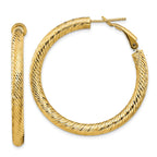 14K Gold Diamond-Cut Hoop Earrings with Omega Back  Polished Finish