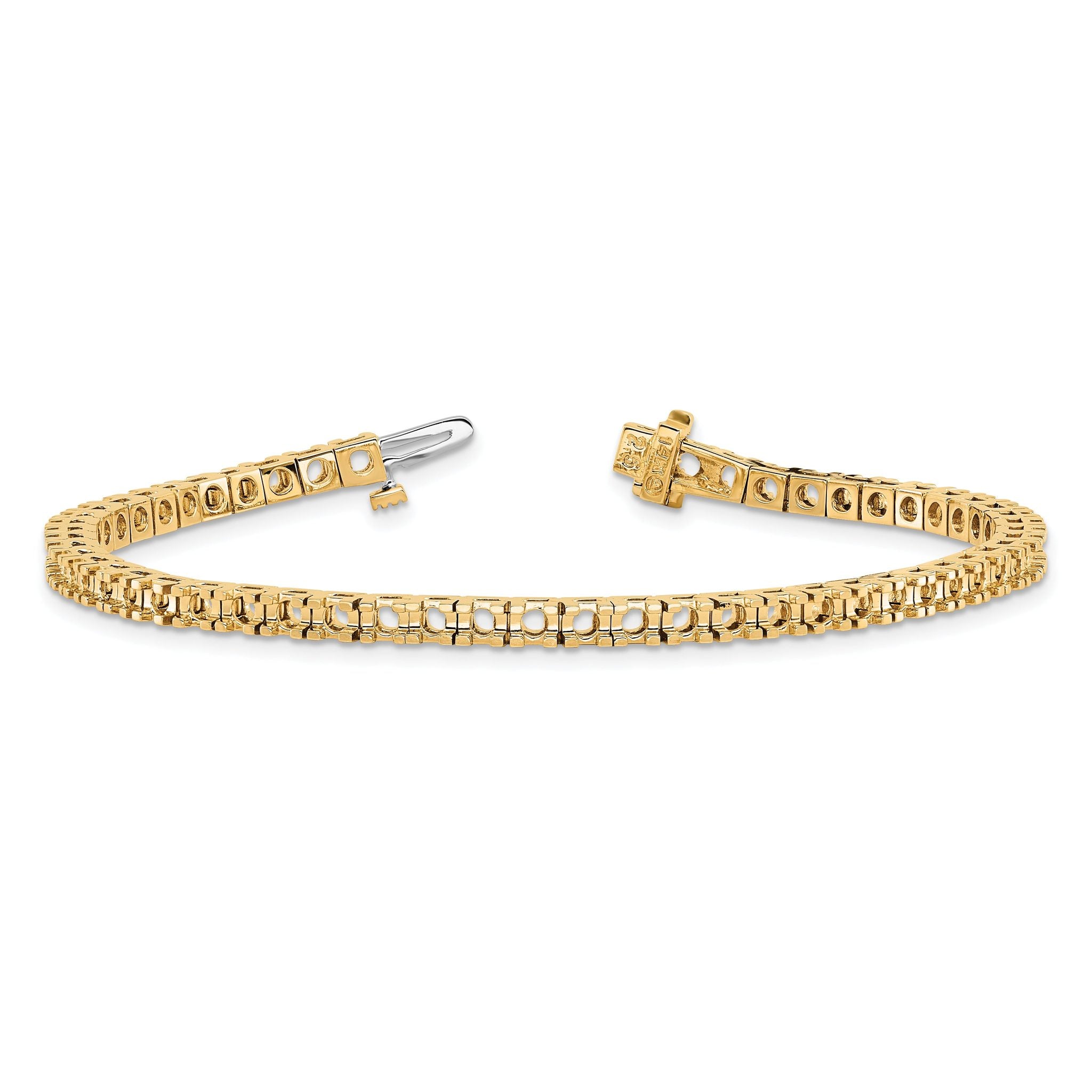 14k Holds 2.86 carat 55-2.4mm Round Diamond 4-prong 7 inch Tennis Bracelet Mounting (No Stone Included)