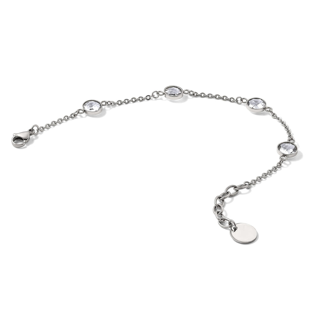 Stainless Steel Polished with Glass Bracelet with Extension for Women