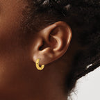 Stainless Steel Gold-Tone Polished Hinged Huggie Hoop Earrings for Women