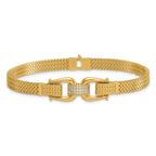 14k Polished CZ Center 7.5 inch Fancy Zig-Zag Link Bracelet