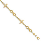 10K Polished Cross and Infinity Bracelet