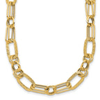 14K Polished and Textured Fancy Greek Key Link Necklace