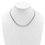 SS RH-plated Polished Multi-strand Link w/2in Ext. Necklace