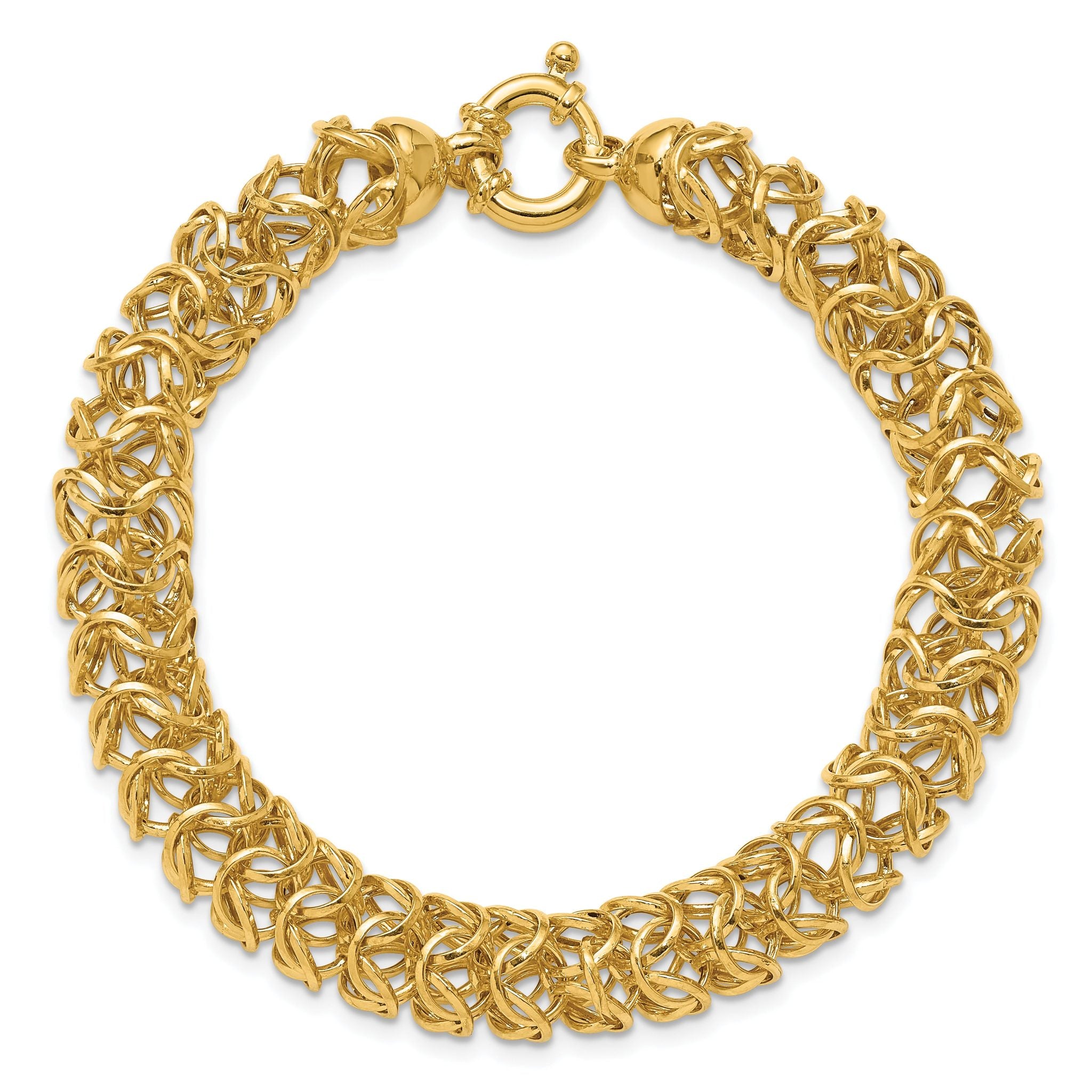 14K Polished Woven Link Bracelet