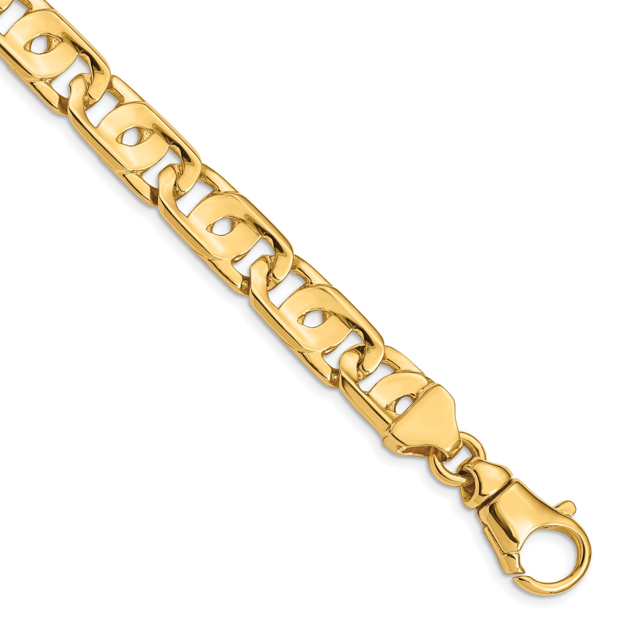 14K 8.5 inch 10mm Hand Polished Fancy Link with Fancy Lobster Clasp Bracelet Main image