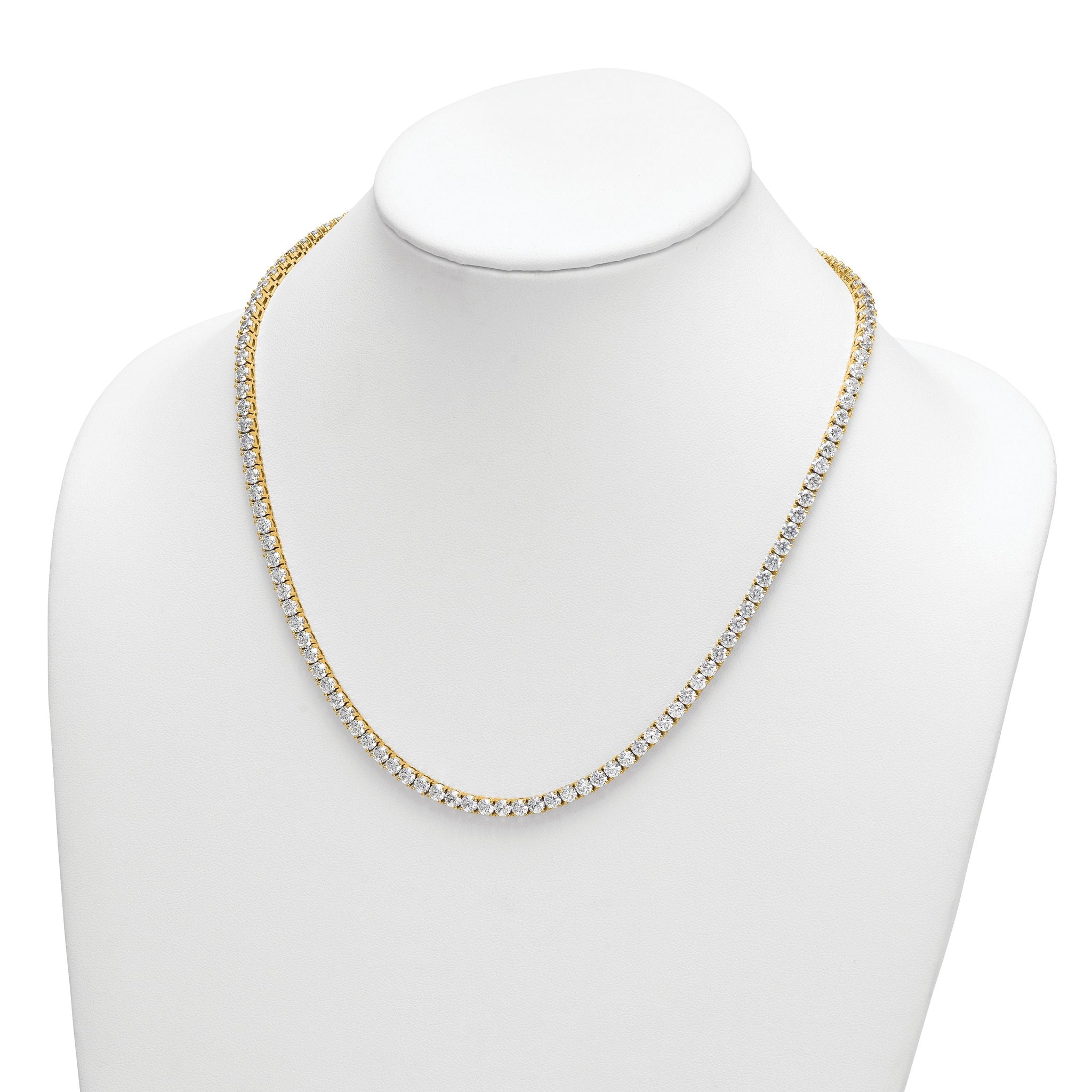 14k 30 1/2 carat Lab Grown Diamond VS+ F+ Complete Round 20 inch Straight Tennis Necklace