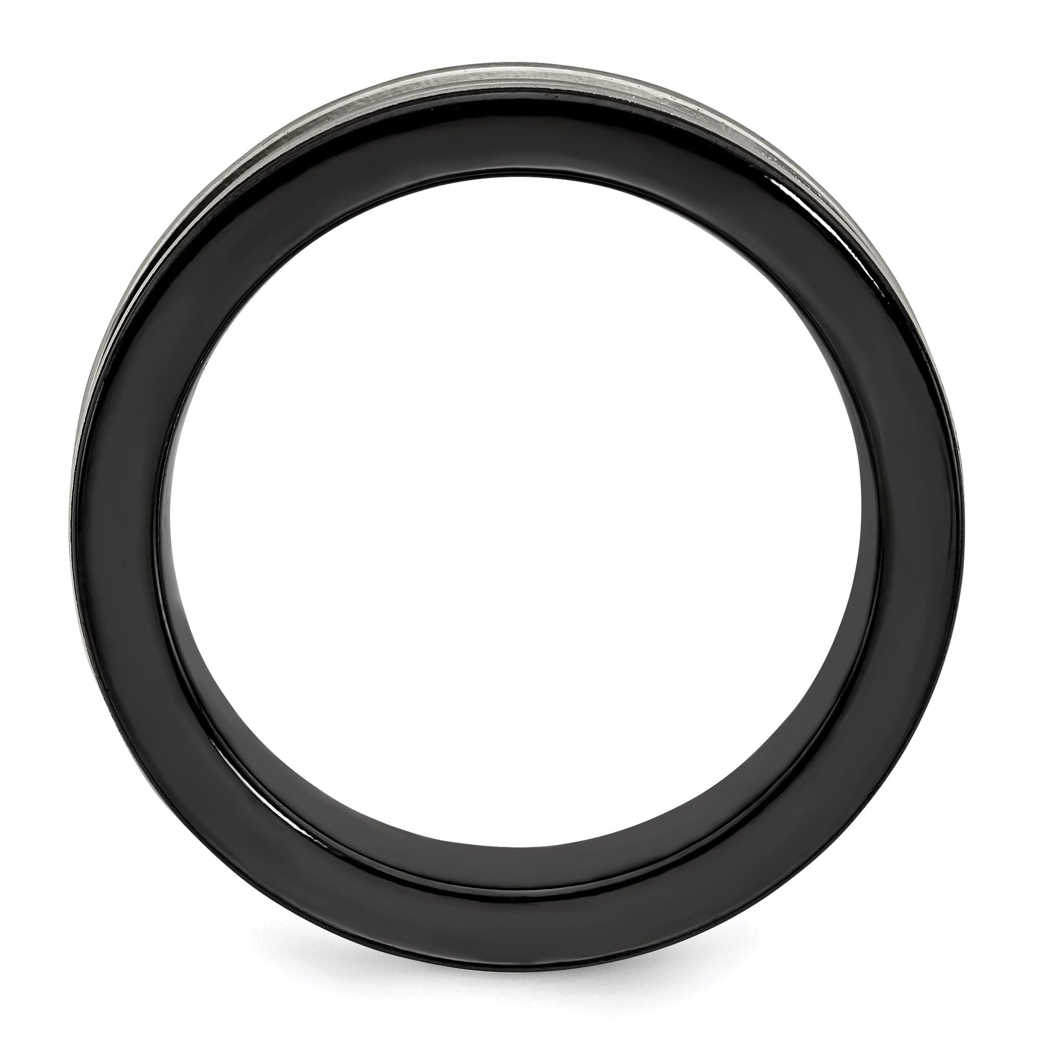 Grooved Concave Wedding Band in Black Titanium & Titanium, 7mm Secondary image
