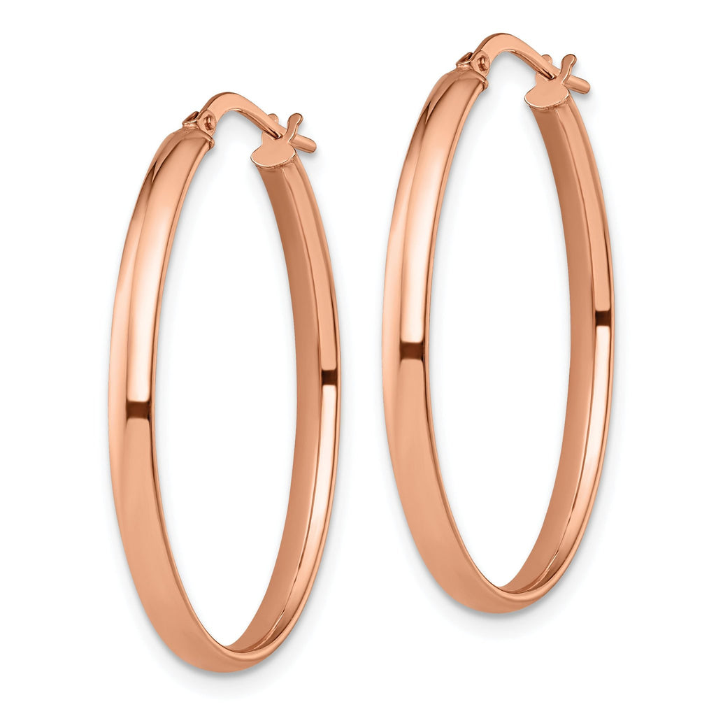 10K Rose Gold Polished Oval Hoop Earrings with Lifetime Guarantee