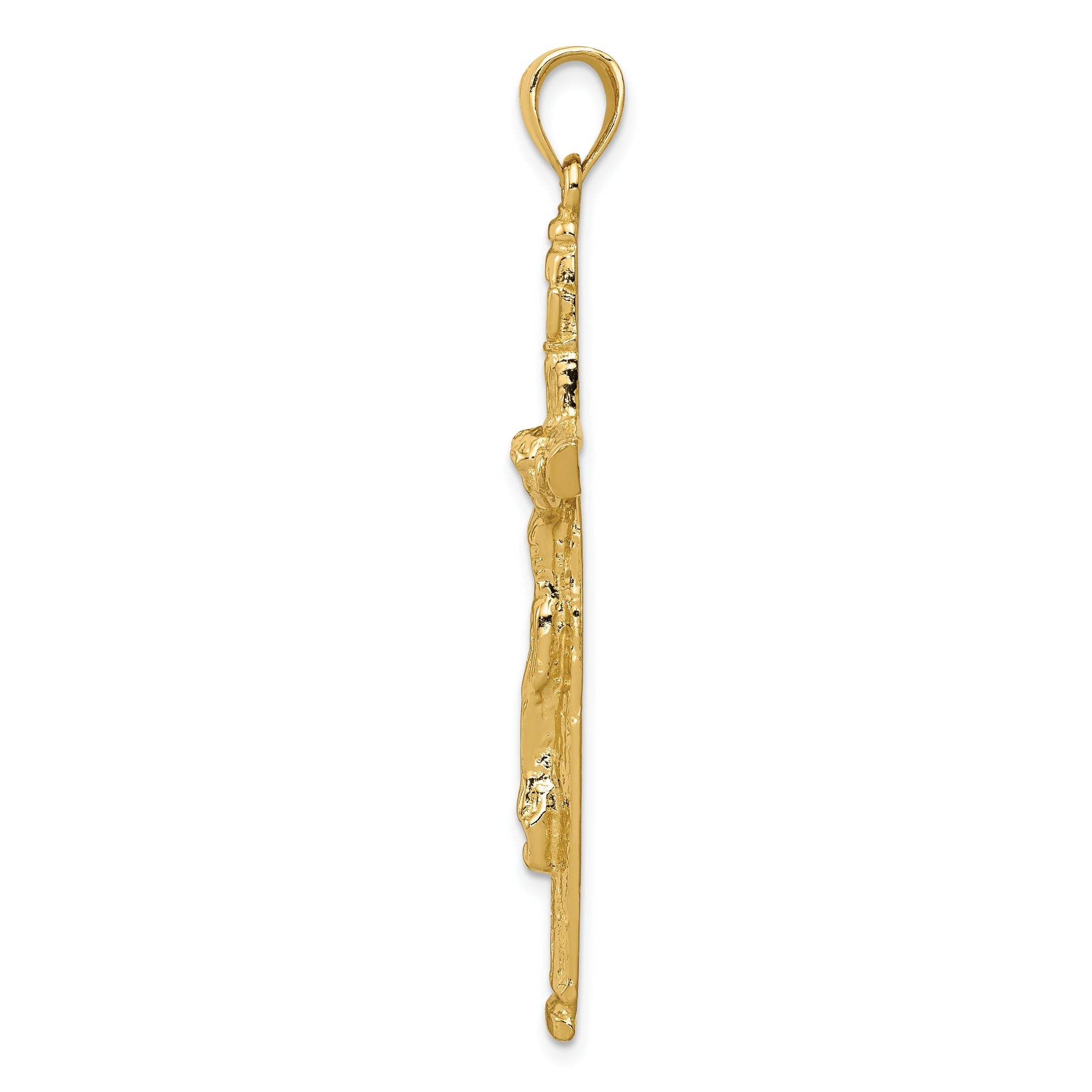 14K Gold INRI Crucifix Pendant with Polished Finish and Solid Design Secondary image