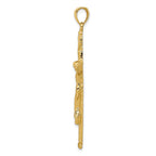 14K Gold INRI Crucifix Pendant with Polished Finish and Solid Design